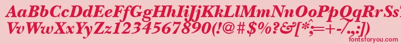 BaskervillenovatwoblackRegularitalic Font – Red Fonts on Pink Background