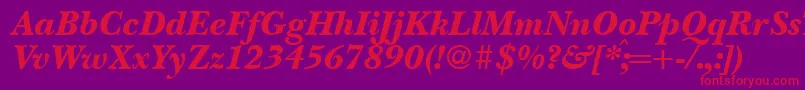 BaskervillenovatwoblackRegularitalic-fontti – punaiset fontit violetilla taustalla