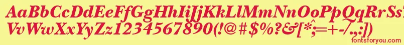 Fonte BaskervillenovatwoblackRegularitalic – fontes vermelhas em um fundo amarelo