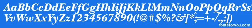 フォントBaskervillenovatwoblackRegularitalic – 青い背景に白い文字