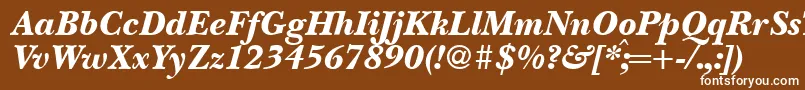 BaskervillenovatwoblackRegularitalic-Schriftart – Weiße Schriften auf braunem Hintergrund