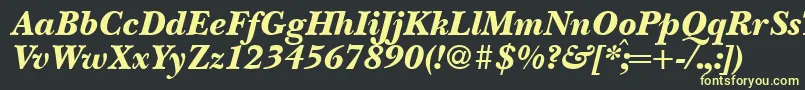 Fonte BaskervillenovatwoblackRegularitalic – fontes amarelas em um fundo preto