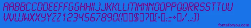 Lcd2b-Schriftart – Violette Schriften auf blauem Hintergrund