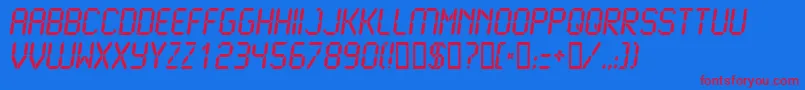 Lcd2b Font – Red Fonts on Blue Background