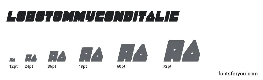 LoboTommyConditalic Font Sizes