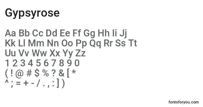 A fonte Gypsyrose – alfabeto, números, caracteres especiais