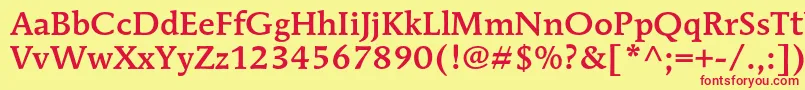 MendozaromanstdMedium Font – Red Fonts on Yellow Background
