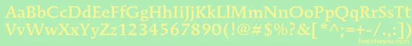 フォントMendozaromanstdMedium – 黄色の文字が緑の背景にあります