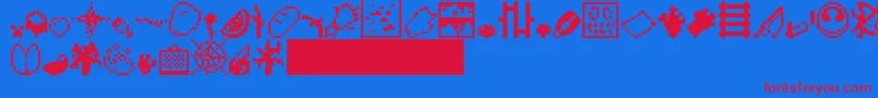 Minecraft10-fontti – punaiset fontit sinisellä taustalla