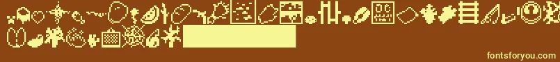 Minecraft10-fontti – keltaiset fontit ruskealla taustalla