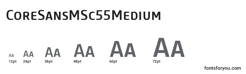 Größen der Schriftart CoreSansMSc55Medium