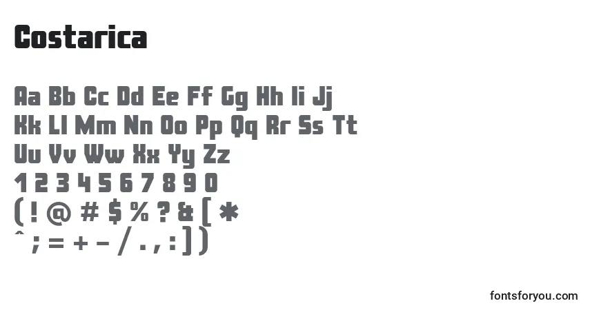 Costarica-fontti – aakkoset, numerot, erikoismerkit