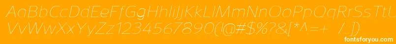 SavileThinitalic-Schriftart – Weiße Schriften auf orangefarbenem Hintergrund