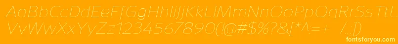 SavileThinitalic-Schriftart – Gelbe Schriften auf orangefarbenem Hintergrund