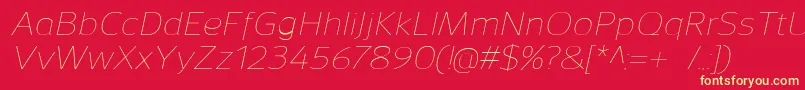 SavileThinitalic Font – Yellow Fonts on Red Background