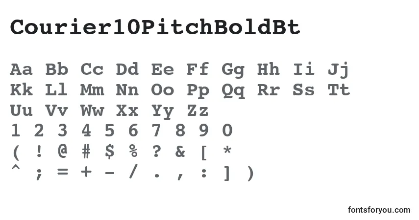 A fonte Courier10PitchBoldBt – alfabeto, números, caracteres especiais