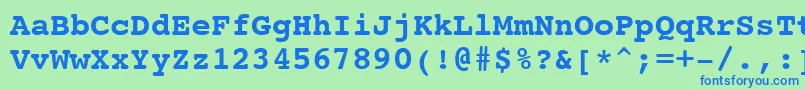 Courier10PitchBoldBt Font – Blue Fonts on Green Background