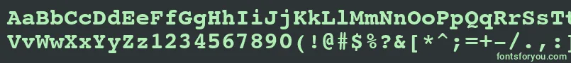 Courier10PitchBoldBt-fontti – vihreät fontit mustalla taustalla