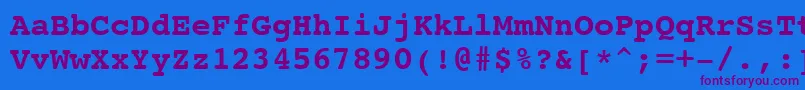 Czcionka Courier10PitchBoldBt – fioletowe czcionki na niebieskim tle