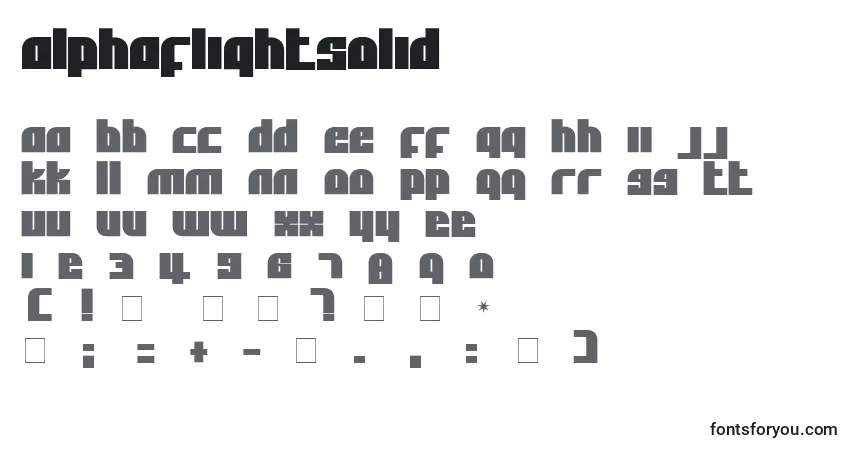 Schriftart AlphaFlightSolid – Alphabet, Zahlen, spezielle Symbole