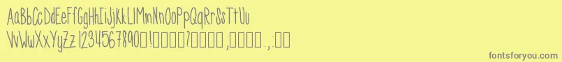 Saiba mais sobre a fonte Skinnyness Fonte Skinnyness – fontes cinzas em um fundo amarelo