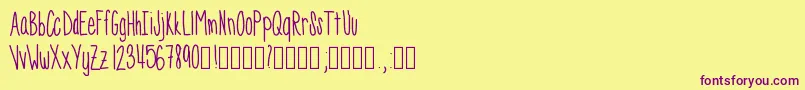 Skinnyness Font – Purple Fonts on Yellow Background
