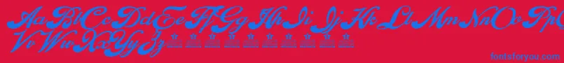 EnthrallBoldPersonalUse-Schriftart – Blaue Schriften auf rotem Hintergrund