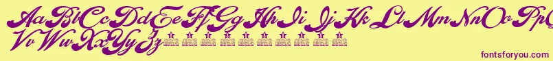 Fonte EnthrallBoldPersonalUse – fontes roxas em um fundo amarelo