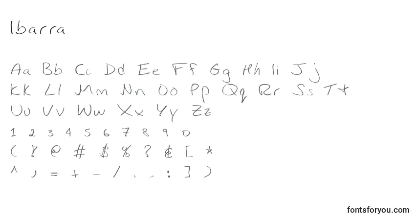Czcionka Ibarra – alfabet, cyfry, specjalne znaki