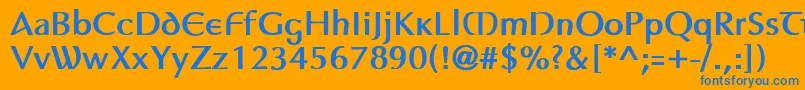 フォントAuptimaghAh – オレンジの背景に青い文字