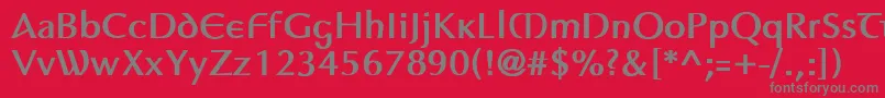 フォントAuptimaghAh – 赤い背景に灰色の文字