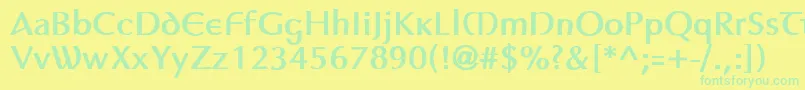 AuptimaghAh Font – Green Fonts on Yellow Background