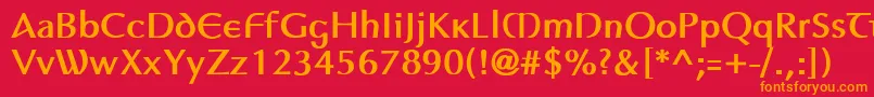 フォントAuptimaghAh – 赤い背景にオレンジの文字