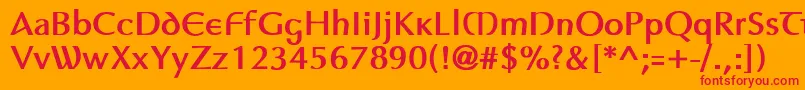 フォントAuptimaghAh – オレンジの背景に赤い文字