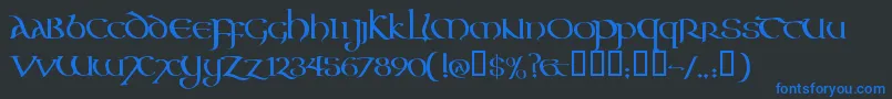 フォントAoncc – 黒い背景に青い文字