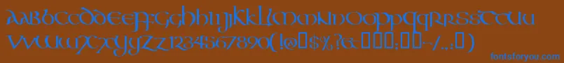 フォントAoncc – 茶色の背景に青い文字