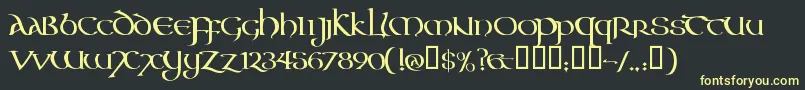 フォントAoncc – 黒い背景に黄色の文字