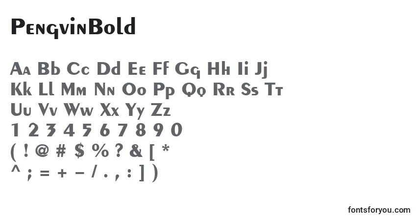 Schriftart PengvinBold – Alphabet, Zahlen, spezielle Symbole