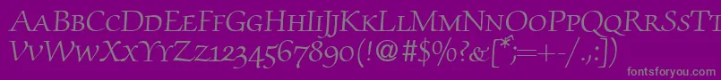 Шрифт ZabriskiescriptsmcRegularDb – серые шрифты на фиолетовом фоне