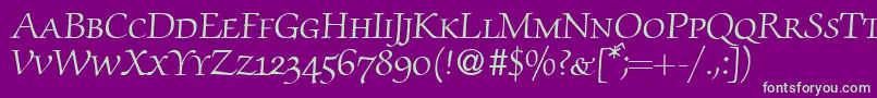 ZabriskiescriptsmcRegularDb Font – Green Fonts on Purple Background