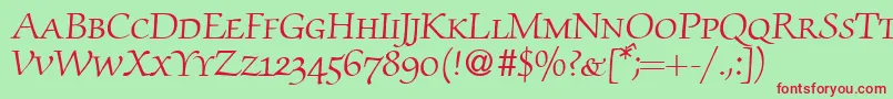 ZabriskiescriptsmcRegularDb Font – Red Fonts on Green Background