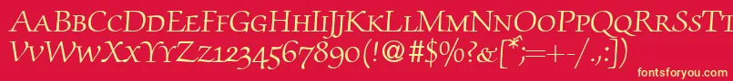 ZabriskiescriptsmcRegularDb Font – Yellow Fonts on Red Background