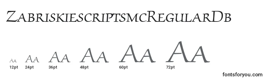 Размеры шрифта ZabriskiescriptsmcRegularDb