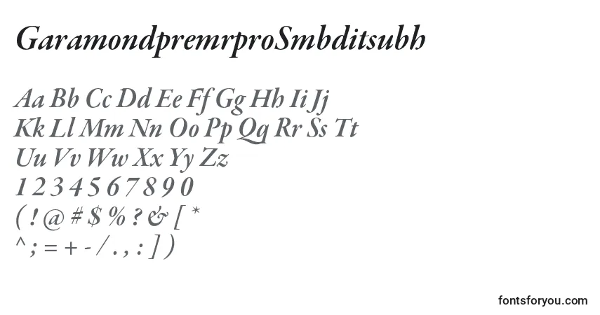 Шрифт GaramondpremrproSmbditsubh – алфавит, цифры, специальные символы