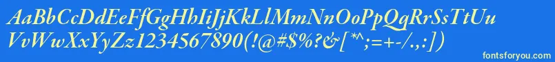 GaramondpremrproSmbditsubh Font – Yellow Fonts on Blue Background