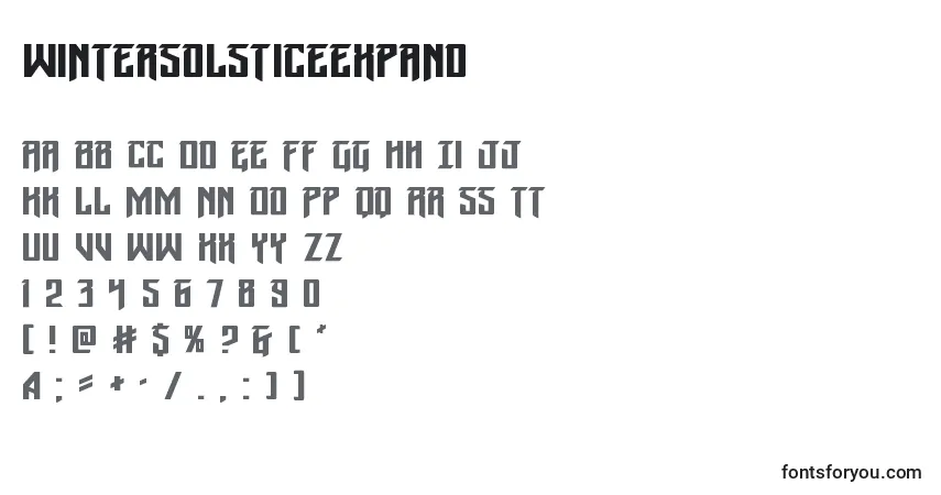 Schriftart Wintersolsticeexpand – Alphabet, Zahlen, spezielle Symbole