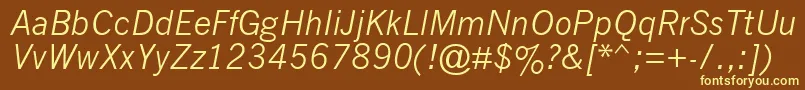 Nwgthci-fontti – keltaiset fontit ruskealla taustalla