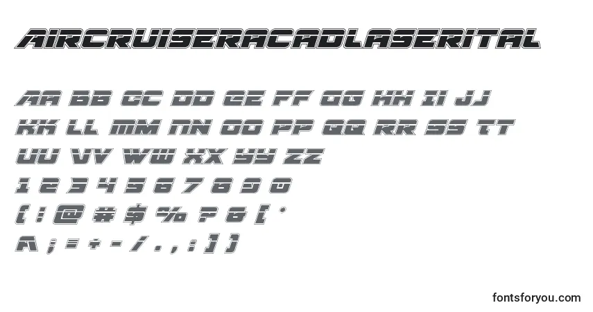 A fonte Aircruiseracadlaserital – alfabeto, números, caracteres especiais