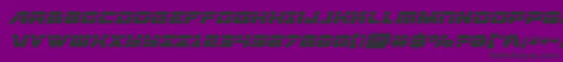 Aircruiseracadlaserital-Schriftart – Schwarze Schriften auf violettem Hintergrund