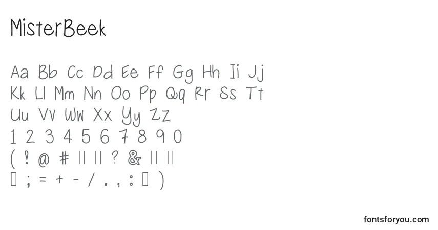 Schriftart MisterBeek – Alphabet, Zahlen, spezielle Symbole